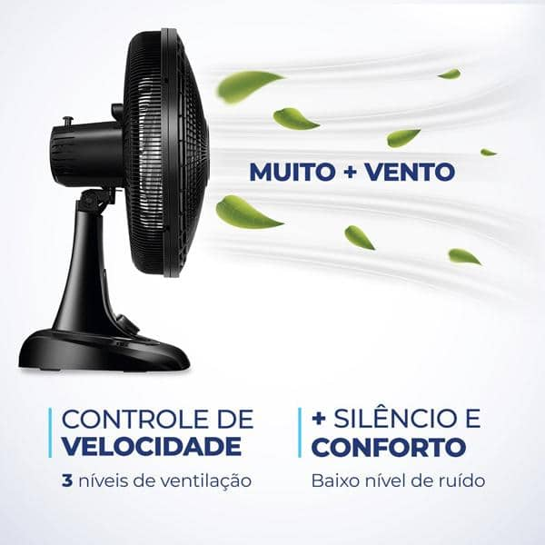 Ventilador de Mesa 40cm, 6 Pás, Preto, 140w, Mondial - CX 1 UN