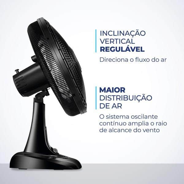 Ventilador de Mesa 40cm, 6 Pás, Preto, 140w, Mondial - CX 1 UN