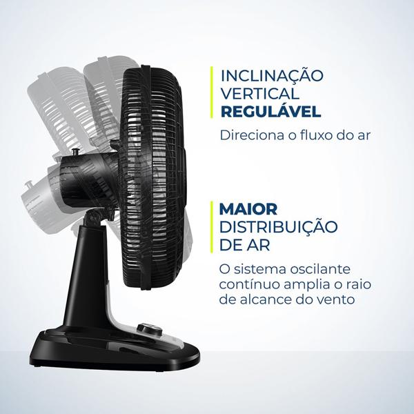 Ventilador de mesa turbo, 8 pás, 140w, 127v, Preto, VTX 40 CRYSTAL, Mondial - CX 1 UN