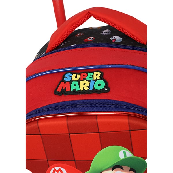 Mochila escolar com rodas, Super Mario, Preto, IC41402MO, Luxcel - PT 1 UN