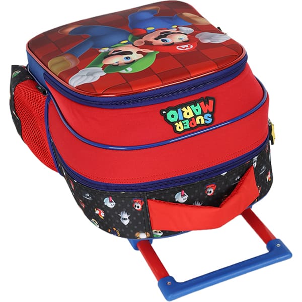 Mochila escolar com rodas, Super Mario, Preto, IC41402MO, Luxcel - PT 1 UN