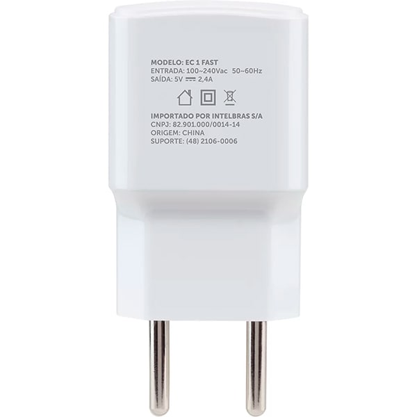 Carregador de tomada, com 1 saída USB Bivolt, Branco, EC1, Intelbras - CX 1 UN