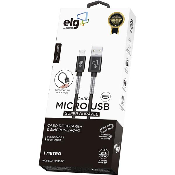 Cabo USB para micro USB, 1m, Preto, SP510BK, Elg - BT 1 UN