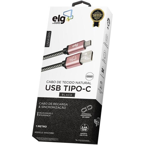 Cabo USB para micro USB 1m preto SKN510BK Elg BT 1 UN