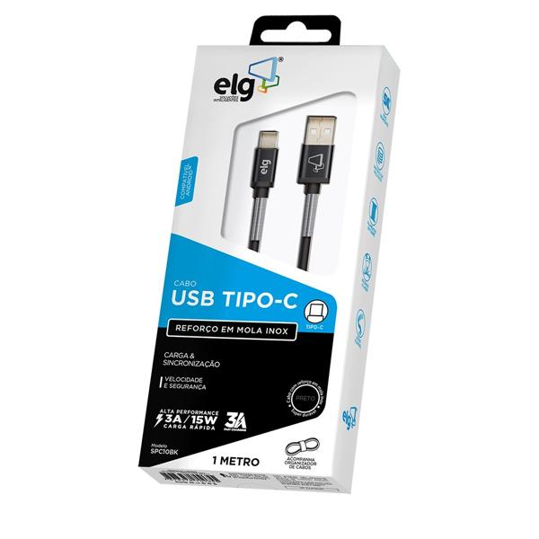 Cabo USB para Tipo-C 1m preto SPC10BK Elg BT 1 UN