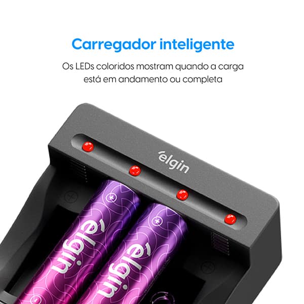 Carregador para pilha recarregável, compatível com pilhas  AA/AAA, 46RSCUSB00NP, Elgin - BT 1 UN