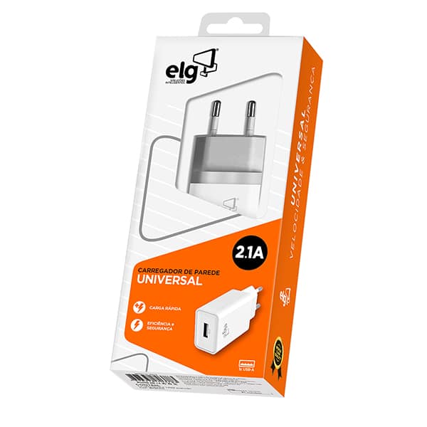 Carregador de tomada c/1 saída USB bivolt WC1A Elg BT 1 UN