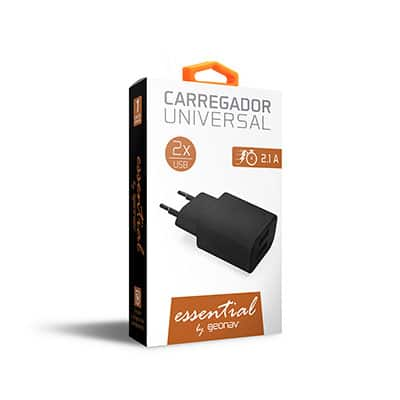 Carregador de tomada c/2 saídas USB bivolt preto ESACB2 Geonav BT 1 UN