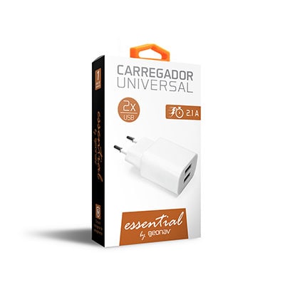 Carregador de tomada c/2 saídas USB bivolt branco ESACW2 Geonav BT 1 UN