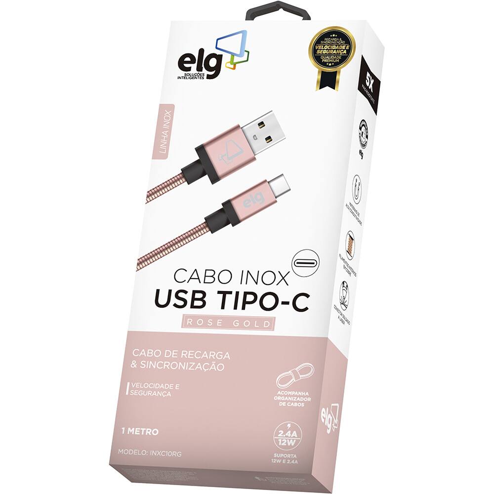 Cabo Usb 2 0 A Para Tipo C 1m Rose Gold Inxc10rg Elg Bt 1 Un Smartphones And Telefonia Kalunga