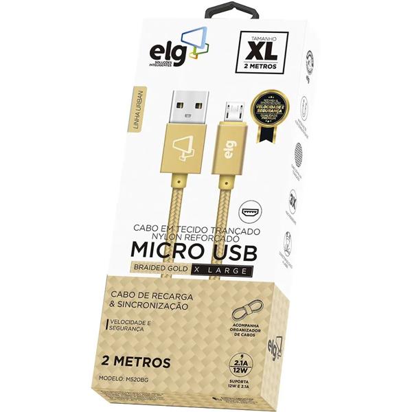 Cabo USB para micro USB, 2m, Dourado, M520BG, Elg - BT 1 UN