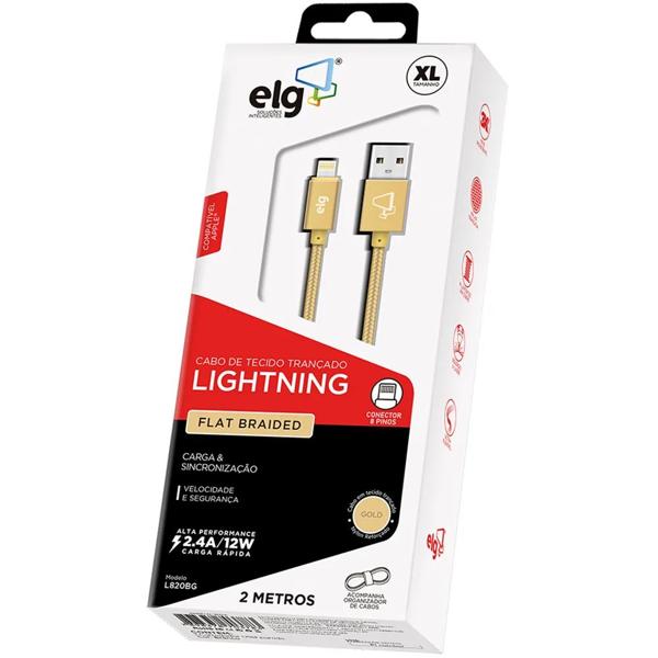 Cabo USB para lightning, 2m, Dourado, L820BG, Elg - BT 1 UN