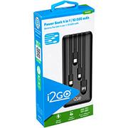 Carregador portátil 4 em 1 para smartphone, 10000mAh, Preto, I2GBAT014, I2Go - CX 1 UN Carregador portátil 4 em 1 para smartphone, 10000mAh, Preto, I2GBAT014, I2Go - CX 1 UN