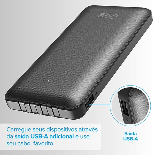 Carregador portátil 4 em 1 para smartphone, 10000mAh, Preto, I2GBAT014, I2Go - CX 1 UN