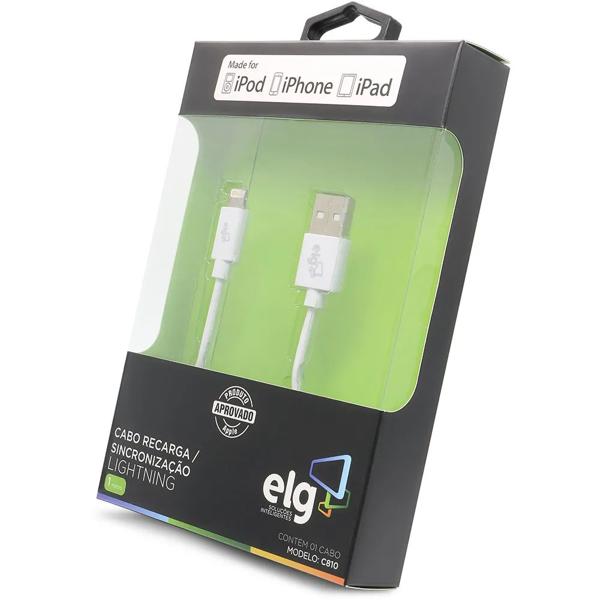 Cabo USB para lightning cert. Apple 1m branco C810 Elg BT 1 UN