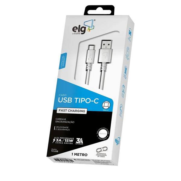 Cabo USB para Tipo-C 1m branco TCUSB Elg BT 1 UN