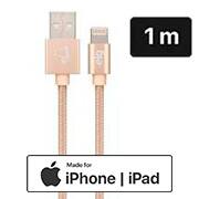 Cabo lightning em tecido trançado nylon reforçado, certificado Apple, 1 metro Dourado, C810BG, ELG - BT 1 UN