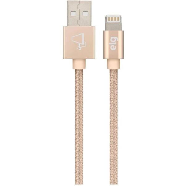 Cabo lightning em tecido trançado nylon reforçado, certificado Apple, 1 metro Dourado, C810BG, ELG - BT 1 UN