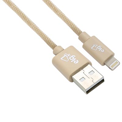 Cabo lightning em tecido trançado nylon reforçado, certificado Apple, 1 metro Dourado, C810BG, ELG - BT 1 UN