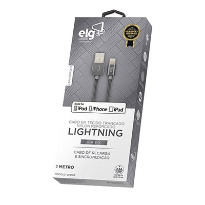 Cabo de sincronia/recarga lightning 1m cinza C810BY Elg BT 1 UN