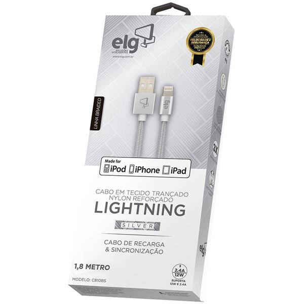 Cabo lighting recarga e sincronização, 1.8m Prata, C818BS, ELG PT 1