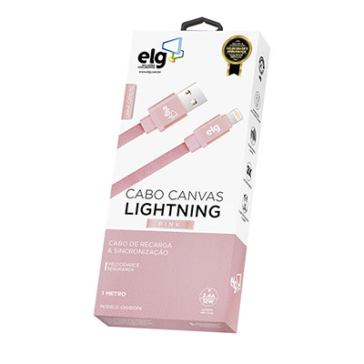 Cabo USB para lightning, 1m, Rosa, CNV810PK, Elg - CX 1 UN