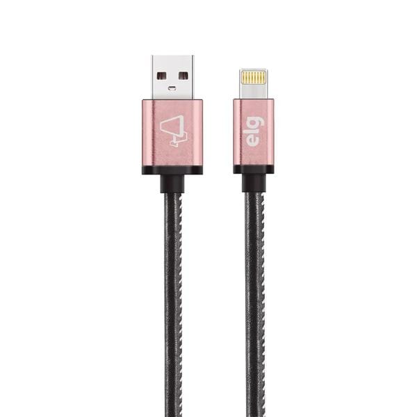 Cabo USB para lightning, 1m, Preto / Rose, SKN810BK, Elg - CX 1 UN