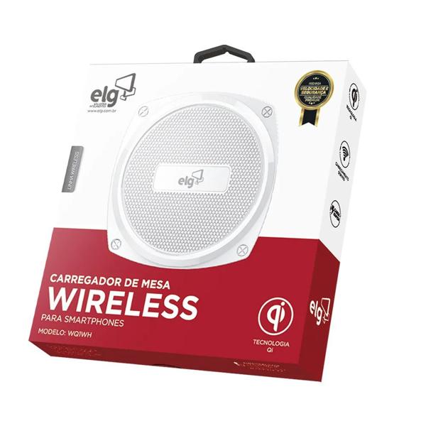 Carregador Wireless para dispositivos com tecnologia Qi, Branco, WQ1WH, ELG - CX 1 UN