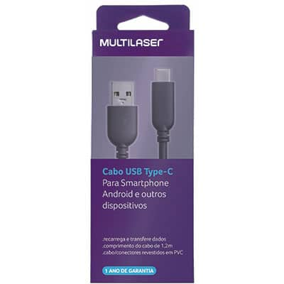 Cabo USB para Tipo-C, 1,2m, Preto, WI349, Multi - BT 1 UN