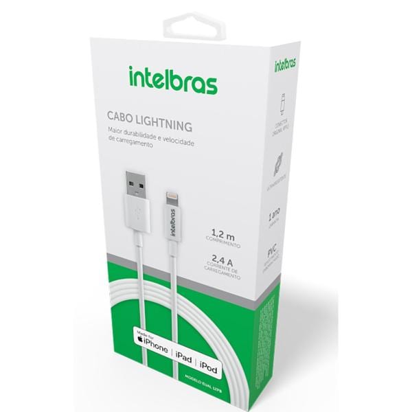 Cabo USB para lightning, 1,2m, Branco, EUAL12PB, Intelbras - PT 1 UN