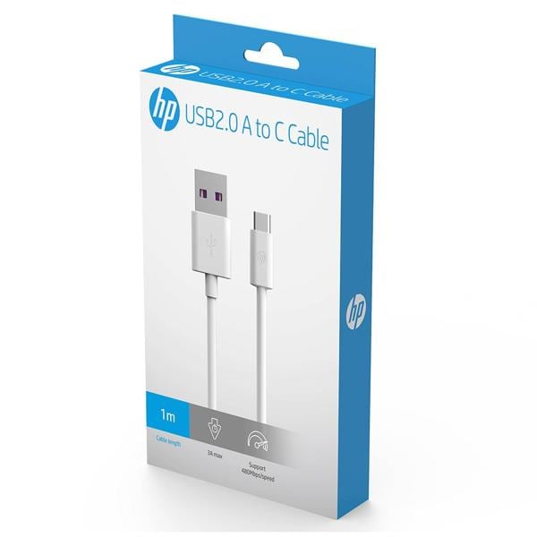 Cabo USB para Tipo-C, 1m, Branco, TC100 9YE92AA, HP - CX 1 UN