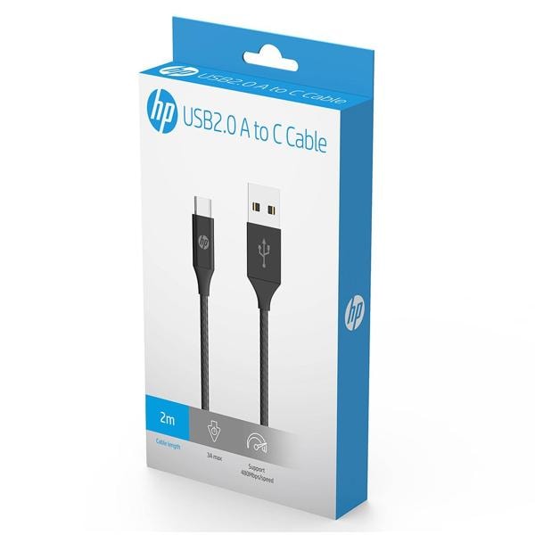 Cabo USB A para Tipo-C, 2m, Preto, TC102 9YF25AA, HP - CX 1 UN