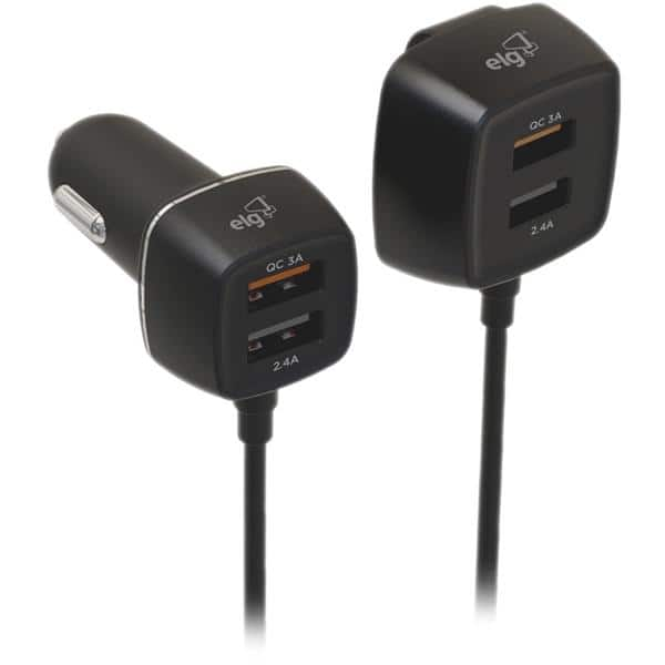 Carregador veicular 60w, 4 USB-A, Preto, CC4SQC, Elg - CX 1 UN