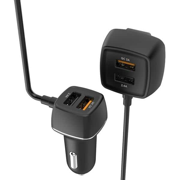 Carregador veicular 60w, 4 USB-A, Preto, CC4SQC, Elg - CX 1 UN