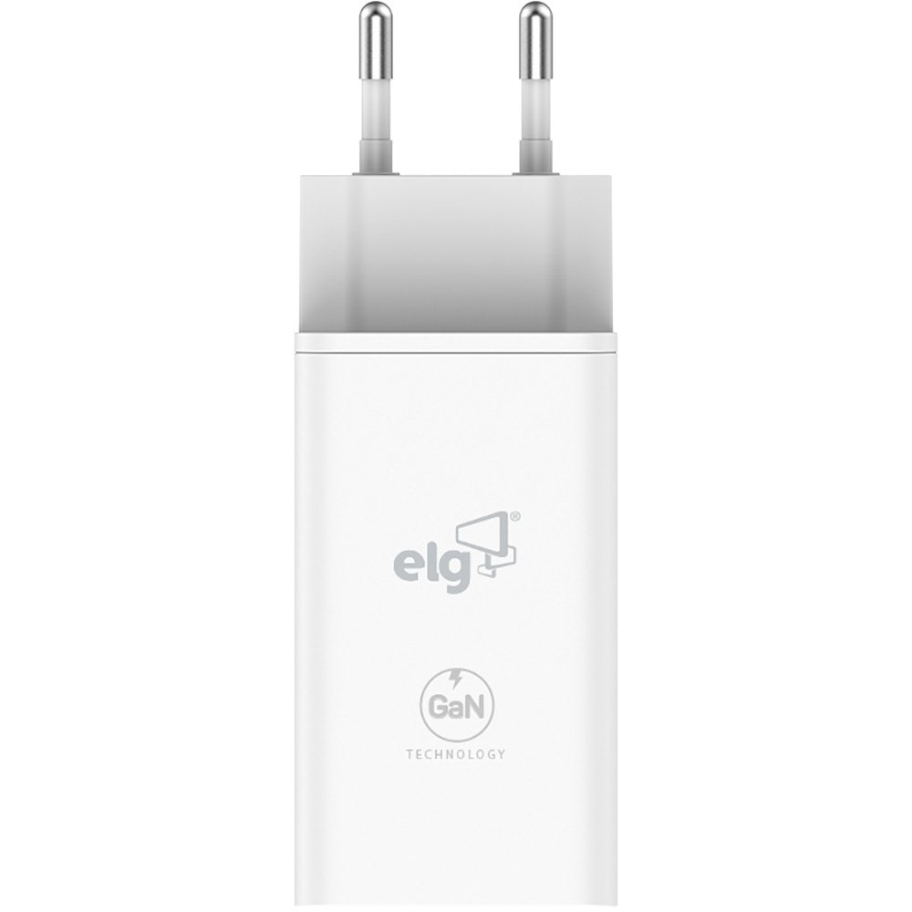 Carregador de tomada 65w, 2 USB-C / 1 USB-A, Branco, W65GAN, Elg