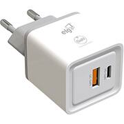 Carregador de tomada 30w,  1 USB-C / 1 USB-A, Branco, W35GAN, Elg - CX 1 UN