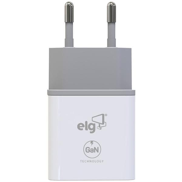 Carregador de tomada 30w,  1 USB-C / 1 USB-A, Branco, W35GAN, Elg - CX 1 UN