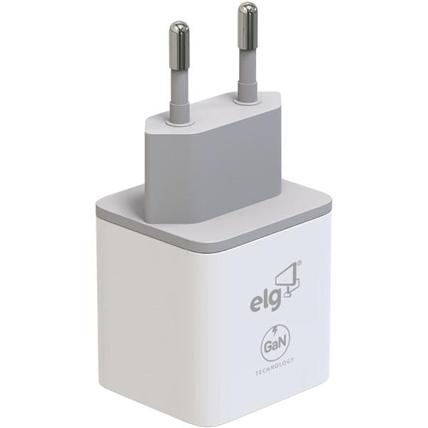 Carregador de tomada 30w,  1 USB-C / 1 USB-A, Branco, W35GAN, Elg - CX 1 UN