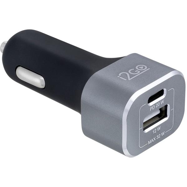 Carregador veicular com 2 saídas, USB-C / USB-A, 32w, 1492, I2Go - 1 UN