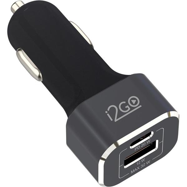 Carregador veicular com 2 saídas, USB-C / USB-A, 32w, 1492, I2Go - 1 UN