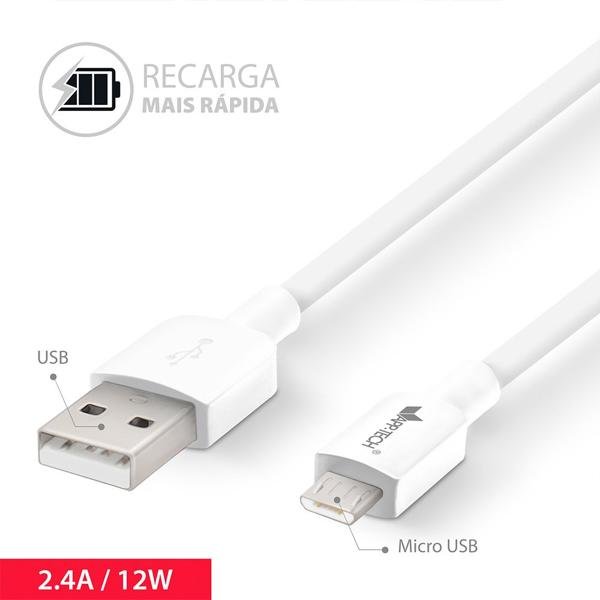 Cabo USB para micro USB, 1,m, Branco, App-tech - PT 1 UN