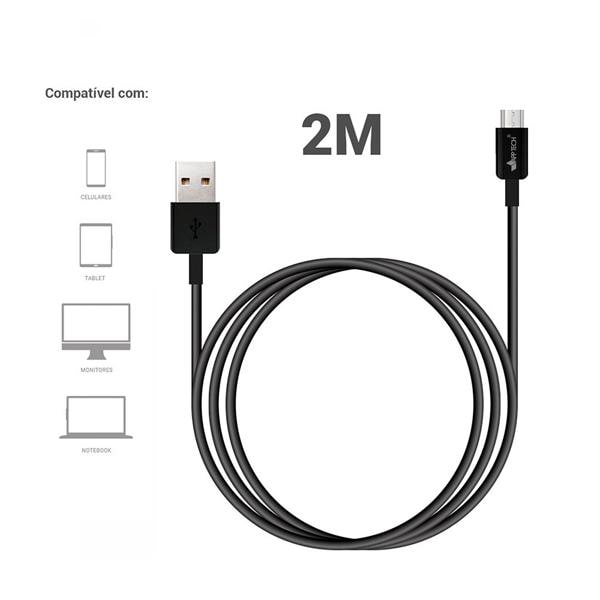 Cabo USB para micro USB, 2m, Preto, App-tech - PT 1 UN