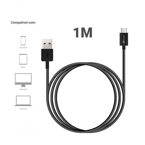 Cabo USB para Tipo-C, 1m, Preto, App-tech - PT 1 UN