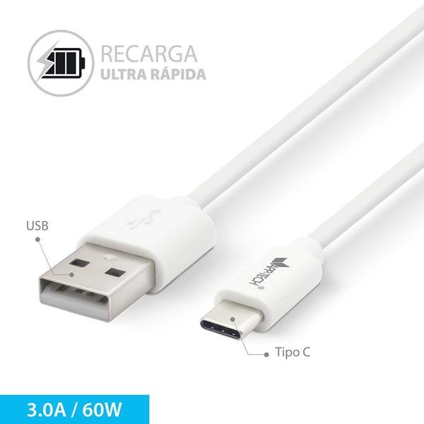 Cabo USB para Tipo-C, 1,5m, Branco, App-tech - PT 1 UN