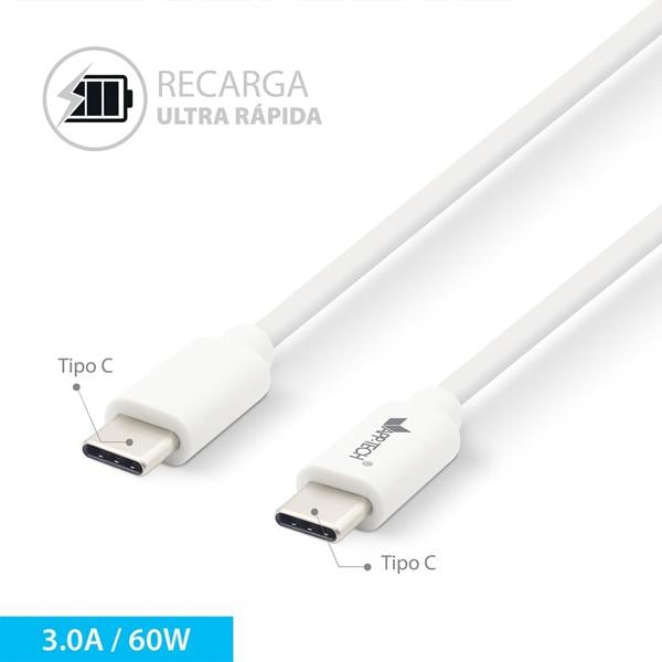 Cabo USB C para Tipo-C, 2m, Branco, App-tech - PT 1 UN