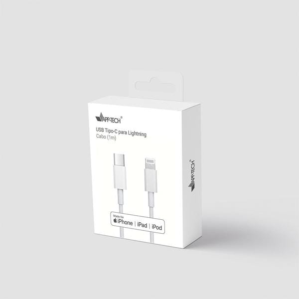 Cabo USB C para Lightning, Certificado Apple, 1m, Branco, App-tech - PT 1 UN