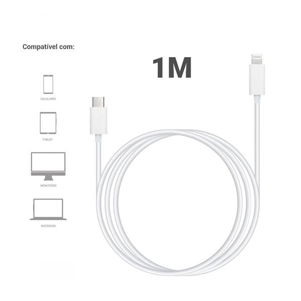 Cabo USB C para Lightning, Certificado Apple, 1m, Branco, App-tech - PT 1 UN