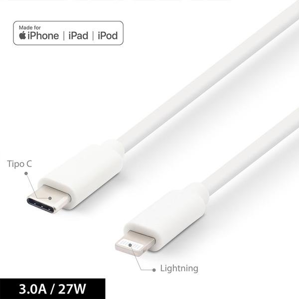 Cabo USB C para Lightning, Certificado Apple, 2m, Branco, App-tech - PT 1 UN