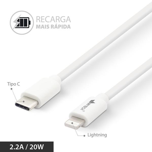 Cabo USB C para Lightning, 1,5m, Branco, App-tech - PT 1 UN