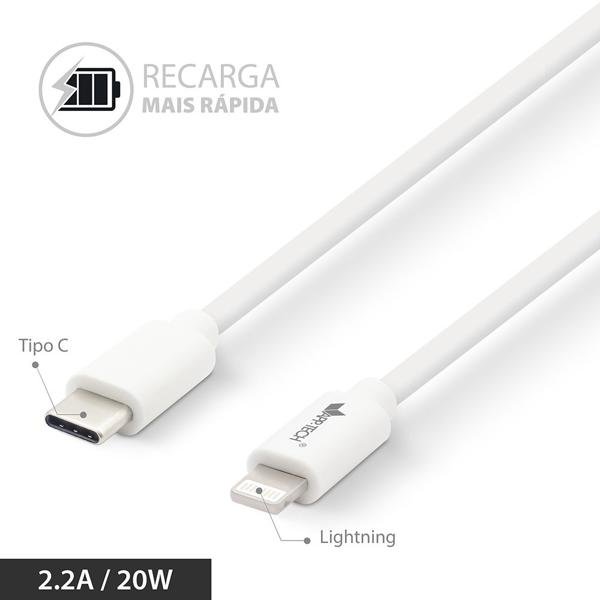 Cabo USB C para Lightning, 2m, Branco, App-tech - PT 1 UN